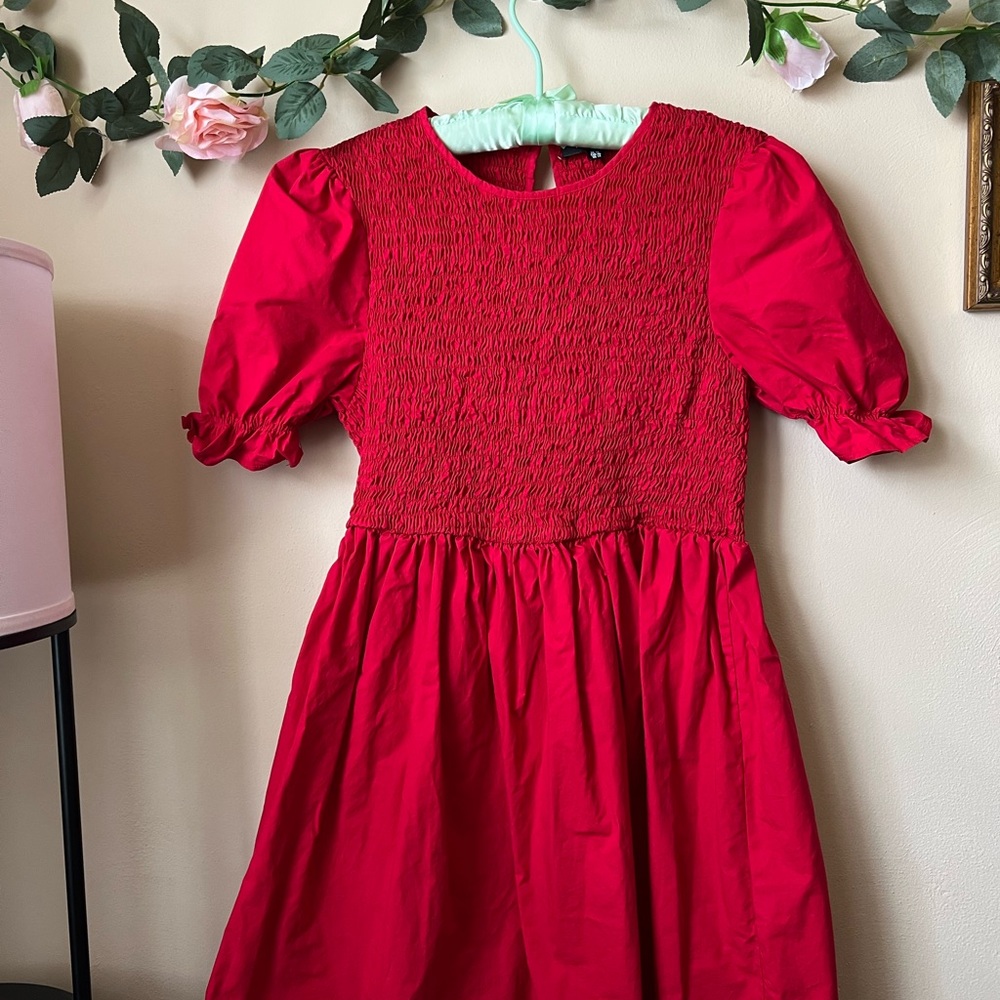 Red Puff Sleeze Missguided Mini Dress